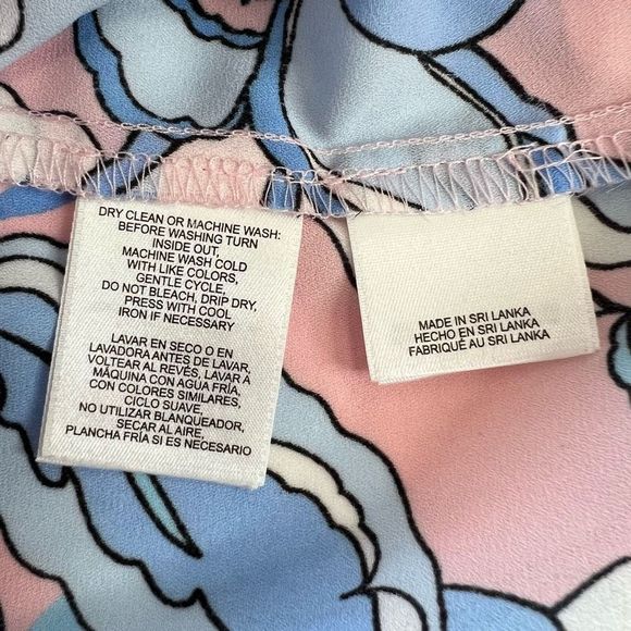 Pappagallo Women's Multicolor Island Blue Floral Raglan Long Sleeve Blouse Small - Picture 9 of 14